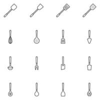 Kitchen Utensils Line Icon Set vector