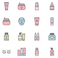 Skincare Filled Line Icon Set Vector