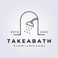 take a bath, shower bathroom house line logo vector illustration design