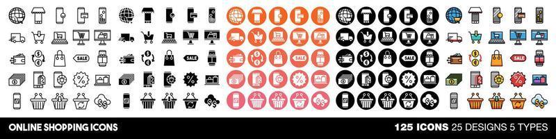 online shopping icons vector set collection graphic design