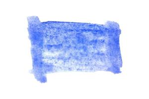 Blue rectangular stain of watercolor paint isolated on white. Background for text. Vector illustration