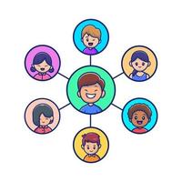 People Connection Cartoon Vector Icon Illustration. People Icon Concept Isolated Premium Vector. Flat Cartoon Style