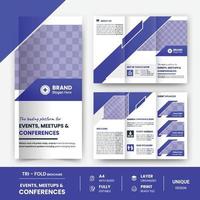 Trifold business events meetups conference company semnar brochure design vector