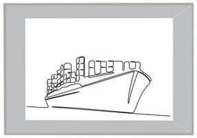 ship continuous line art vector