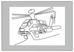 helicopter continuous line art vector