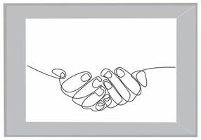 continuous line praying hands vector