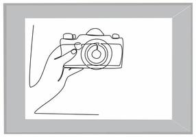 continuous line of hands holding camera vector