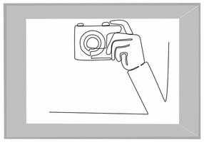 continuous line of hands holding camera vector