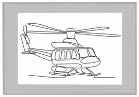 arte de línea continua de helicóptero vector