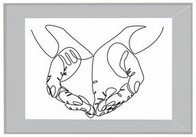 continuous line praying hands vector