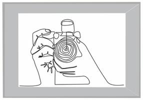 continuous line of hands holding camera vector