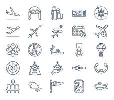 conjunto de iconos de aviación y aeropuerto vector