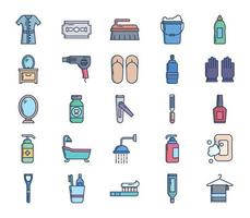 Bathroom accessories icon set vector