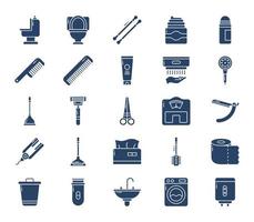 Bathroom accessories icon set vector