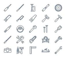 conjunto de iconos de herramientas de carpintería y carpintería vector