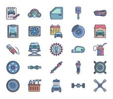 conjunto de iconos de servicio y piezas de automóviles vector