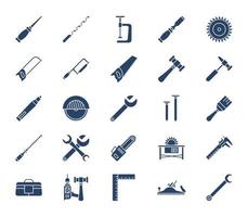 Woodwork and Carpentry tools icon set vector