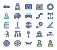 Car parts and service icon set vector