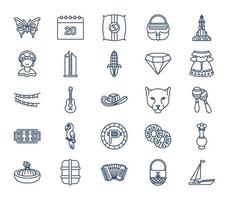 Colombia country and culture icon set vector