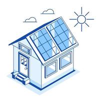 simple solar cell home system diagram energy saving icon symbol isometric vector