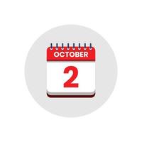 Calendar date icon. day of the month icon. Event schedule date. Appointment time. Planner agenda, calendar month OCTOBER schedule and Time planner. Day reminder. Vector ICON