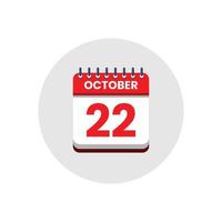 Calendar date icon. day of the month icon. Event schedule date. Appointment time. Planner agenda, calendar month OCTOBER schedule and Time planner. Day reminder. Vector ICON