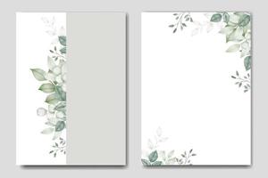 plantilla de tarjeta de invitación de boda floral acuarela vector