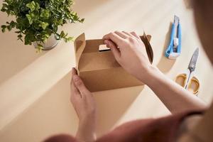 Making a gift box. DIY concept. Step-by-step photo instruction