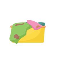 Dirty clothes in a basin. Cleaning concept. Vector cartoon illustration.