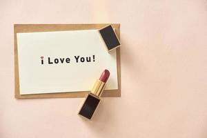 Love valentine together happy affection concept with lipstick photo