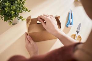 Making a gift box. DIY concept. Step-by-step photo instruction