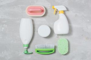 Assortment of colored means for cleaning and washing photo
