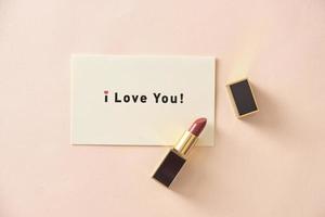 Happy Valentine's Day concept. Beautiful luxury modern high end red bold lipstick photo