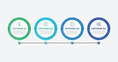 diseño infográfico con iconos y 4 opciones o pasos. vector de línea delgada. infografía del concepto de negocio. se puede utilizar para infografías, diagramas de flujo, presentaciones, sitios web, pancartas, materiales impresos.