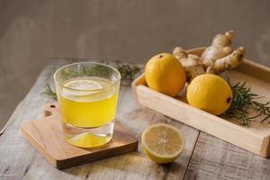 slimming tea with ginger, lemon and vitamins photo