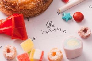 writing cake on calendar happy birthday photo