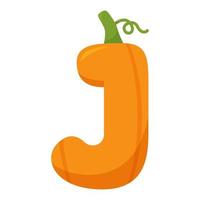 Letter J Pumpkin, vector illustration