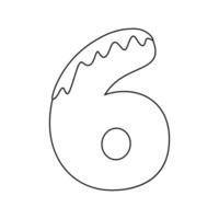 Coloring page with Number 6 for kids vector