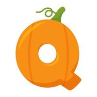 Letter Q Pumpkin, vector illustration