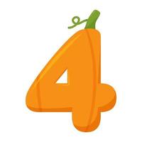 Number 4 Pumpkin, vector illustration