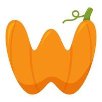 Letter W Pumpkin, vector illustration