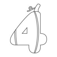 Coloring page with Number 4 for kids vector