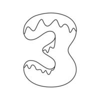 Coloring page with Number 3 for kids vector