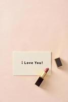 Happy Valentine's Day concept. Beautiful luxury modern high end red bold lipstick photo