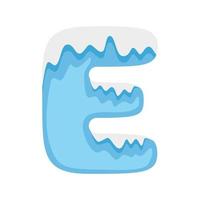 Letter E Snow, vector illustration