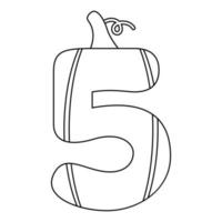 Coloring page with Number 5 for kids vector