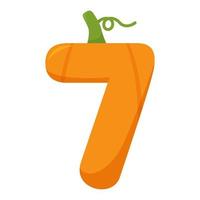 Number 7 Pumpkin, vector illustration