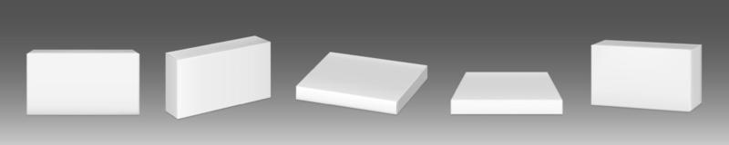 Paper package mockup, carton rectangular pill box vector