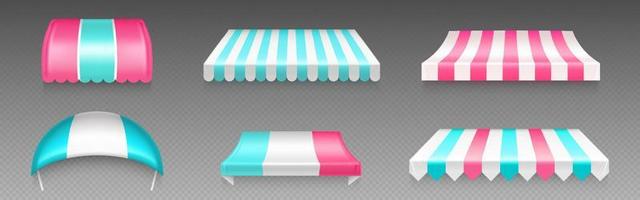 Shop, cafe or market canopy, striped awning vector