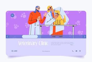 banner web de clínica veterinaria, dueño de mascota con perro vector